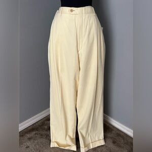Vintage ‘Brioni’ Pale Yellow Corduroy Double-Pleated Cuffed Trouser Sz 58R/42R